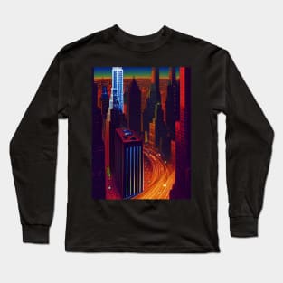 New York City at Night Comic Art Style Long Sleeve T-Shirt
